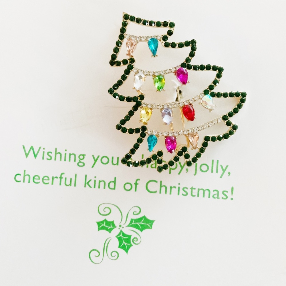Rhinestone Christmas Tree Hair Pin